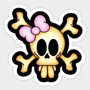 Skull and cross bones female Sticker